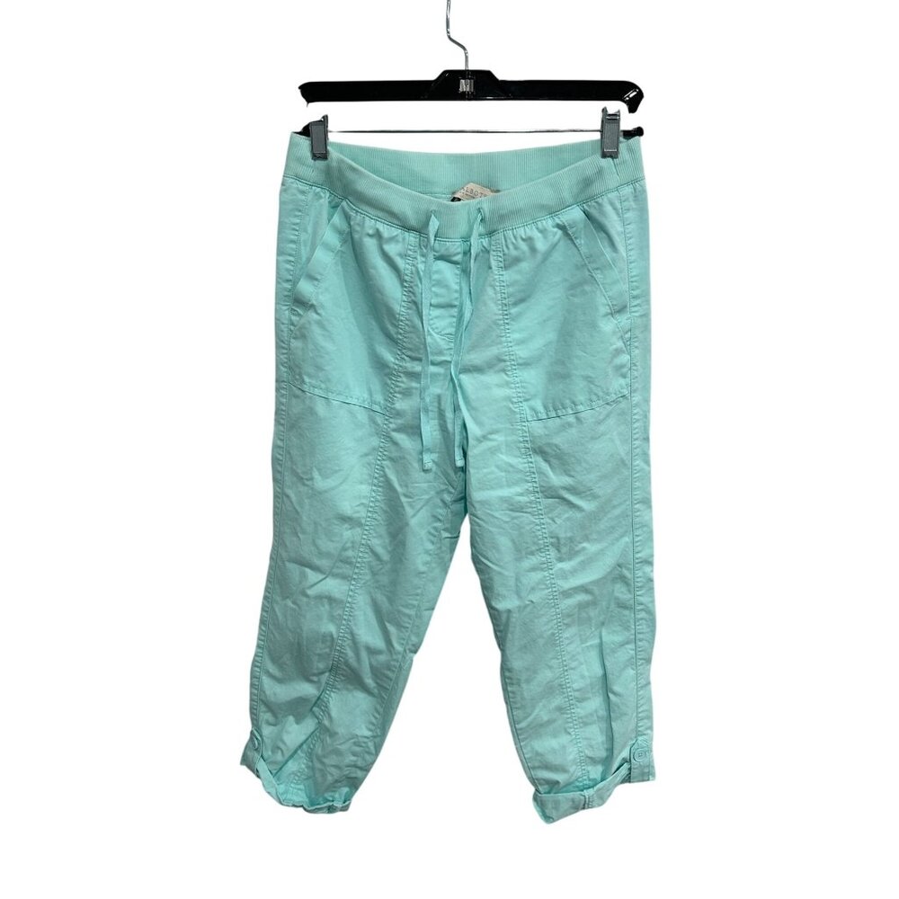 Talbots Petite Womens Turquoise Cropped Pants Size 6P Adjustable Hem Coastal